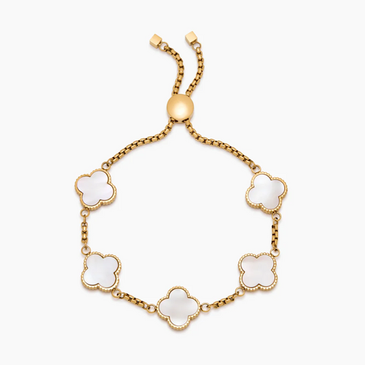 Brazalete Trébol tapizado con Cuarzo